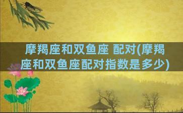 摩羯座和双鱼座 配对(摩羯座和双鱼座配对指数是多少)